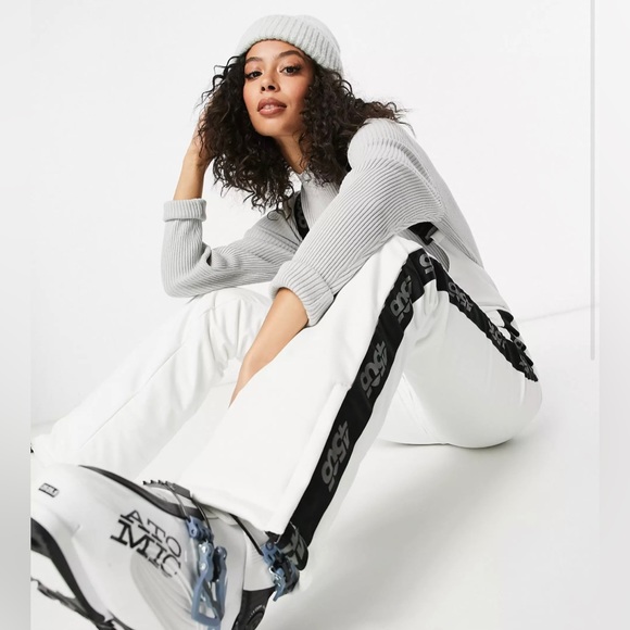 ASOS 4505 white & black ski high waisted ski bib pants salopette - Picture 4 of 12